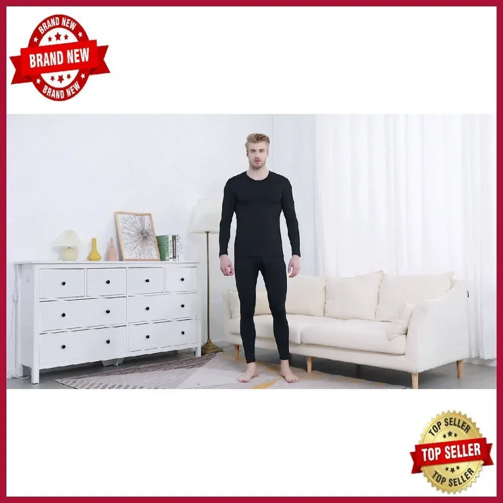 Men's Thermal Underwear Set Fleece Lined Base Layer Long Johns Top Bottom